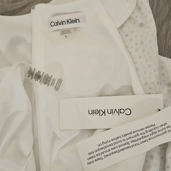 Calvin Klein Rhinestone Short Sleeve Crew Neck Knot Front Sheath Long Maxi Dress - Picture 8 of 14